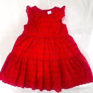 Hanna Andersson Girls Red Eyelet Flutter Sleeve Dress | Size 5 (110)